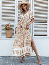 Bohemia A-Line High Waisted Floral Printed V-Neck Maxi Dresses
